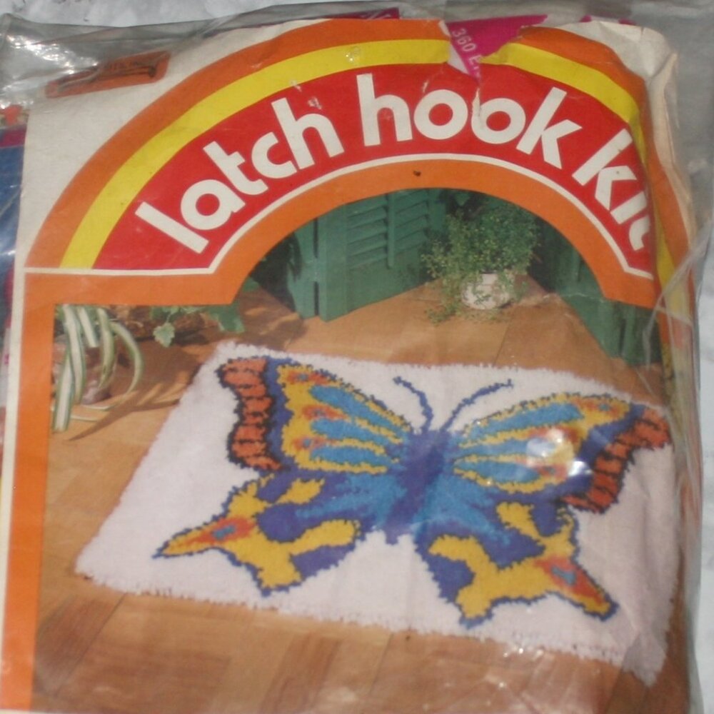 HAND CRAFTED #1427 - Colorful Butterfly Latch Hook Kit Boho